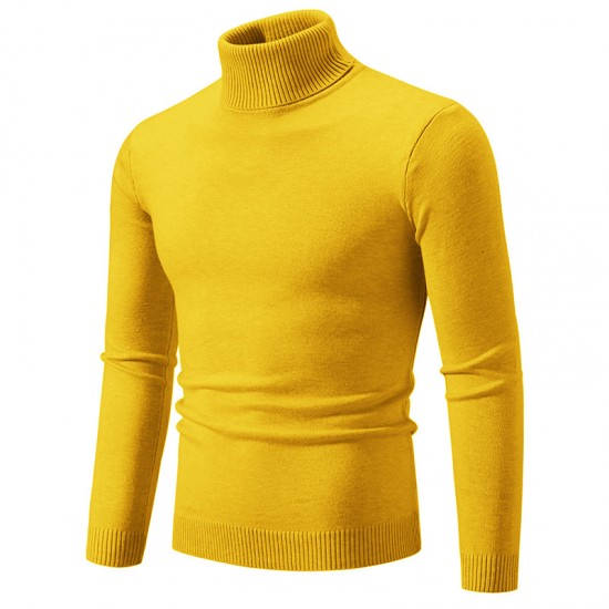 New Men's Solid Color Slim Turtleneck Sweater: Oversized Casual Sweater