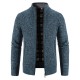 2025 Men's Autumn/Winter New Plush Thickened Large Size Sweater Jacket: Stand Collar Cardigan Sweater Jacket