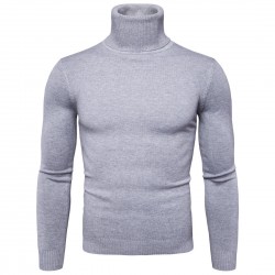 New Men's Solid Color Slim Turtleneck Sweater: Oversized Casual Sweater