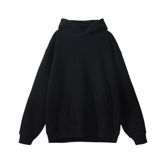 Men's Fleece Hooded Sweatshirt: Heavyweight Thickened American-Style Loose Jacket, Solid Color Hooded Sweatshirt