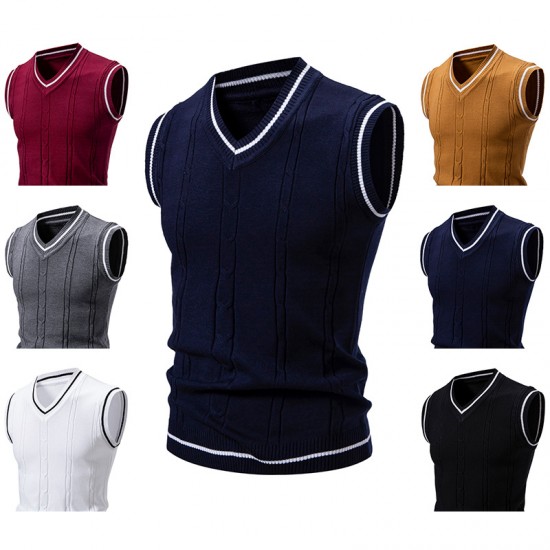Autumn/Winter New Men's Cardigan Vest: Fashion Casual Colorblock Vest