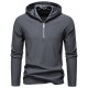 2025 European Size New Fall/Winter Men's Simple Casual Long-Sleeved Hooded T-Shirt: Zipper Design