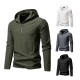 2025 European Size New Fall/Winter Men's Simple Casual Long-Sleeved Hooded T-Shirt: Zipper Design