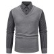 Men's Autumn/Winter Casual Plus-fleece Shirt: Long-sleeved Fake Two-piece Sweater, Colorblock Slim-fitting Sweater