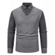 Men's Autumn/Winter Casual Plus-fleece Shirt: Long-sleeved Fake Two-piece Sweater, Colorblock Slim-fitting Sweater