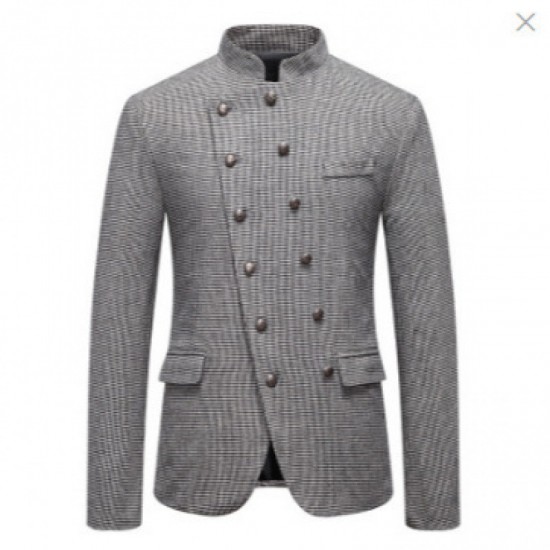 2025 New Autumn/Winter Men's Slim-Fit Suit: Stand-Up Collar, Slanted Placket, Performance Costume