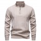 2025 European Size Autumn/Winter New Men's Casual Jacquard Sweater: Stand Collar Zipper Pullover