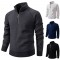 2025 European Size Men's Solid Color Thickened Sweater: Stand Collar Half-Zip Slim Fit Cardigan