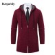Autumn Men's Fashion Hooded Cardigan Sweater: Mid-Length Plush Thickened Cardigan Sweater Jacket