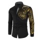 2025 Men's Autumn/Winter New Fashion Shirt: Gold Totem Print Long Sleeve Shirt