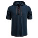 2025 European Size New Men's Drawstring Hooded Cotton and Linen Casual Long-Sleeved Shirt