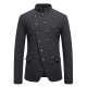 2025 New Autumn/Winter Men's Slim-Fit Suit: Stand-Up Collar, Slanted Placket, Performance Costume
