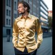 Spring/Autumn Men's Fashion: Men's Satin Nightclub Style Solid Color Shiny Trendy Long-Sleeved Shirts
