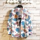 2025 Autumn/Winter New Men's Casual Floral Nightclub Style Long-Sleeved Shirt: Loose Plus-Size National Trend Long-Sleeved Shirt