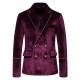 New Men's Velvet Gold-trimmed Double-breasted Suit: Tuxedo, Performance Suit, Men's Trendy Jacket