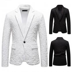 2025 New Men's Business Slim-Fit Suit: Rose-Painted Groom and Groomsmen Tuxedos, Performance Costumes