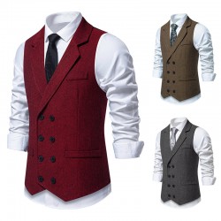 Autumn/Winter Men's Business Suit Vest: British Retro Herringbone Vest, Men's Casual Workwear Vest