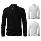 2025 European Size New Tie-Strap V-Neck Long Sleeve Shirt: Men's Luxury Jacquard Breathable Top