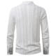 2025 European Size New Tie-Strap V-Neck Long Sleeve Shirt: Men's Luxury Jacquard Breathable Top