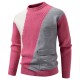 2025 Autumn and Winter New Men's Color-Blocked Sweater: Round Neck, Pocket Casual Pullover