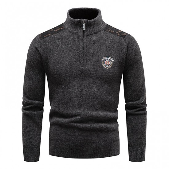 Autumn/Winter Men's Thickened Base Shirt: Men's Sweater, Stand-Up Collar Pullover