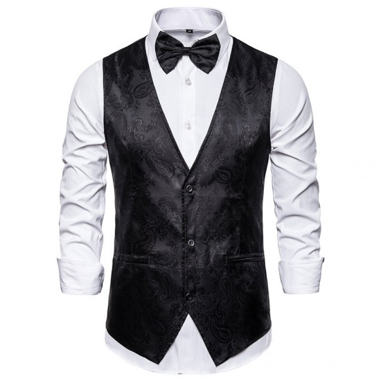 Men's Autumn/Winter New Paisley Jacquard Print Vest: Casual Suit Vest