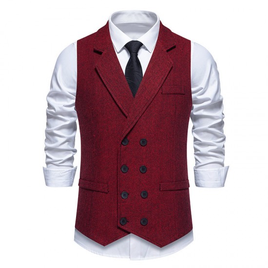 Autumn/Winter Men's Business Suit Vest: British Retro Herringbone Vest, Men's Casual Workwear Vest