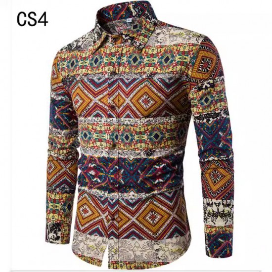 Perennial Bestseller: Ethnic Autumn Cotton and Linen British-style Slim-fit Long-sleeved Floral Shirts