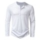 Spring/Autumn: Men's Bamboo Cotton Henley Collar Solid Color Men's Casual Fashion Long-Sleeved T-Shirts
