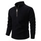2025 European Size Men's Solid Color Thickened Sweater: Stand Collar Half-Zip Slim Fit Cardigan