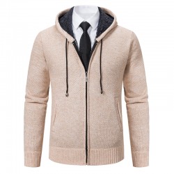 Men's Autumn and Winter: Cardigans, Sweaters, Men's Knitted Hooded Fleece Casual Thickened Jackets