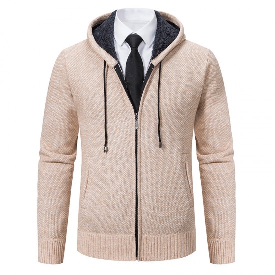 Men's Autumn and Winter: Cardigans, Sweaters, Men's Knitted Hooded Fleece Casual Thickened Jackets