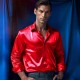 Spring/Autumn Men's Fashion: Men's Satin Nightclub Style Solid Color Shiny Trendy Long-Sleeved Shirts
