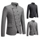 2025 New Autumn/Winter Men's Slim-Fit Suit: Stand-Up Collar, Slanted Placket, Performance Costume