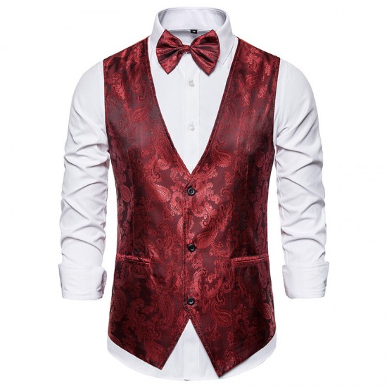 Men's Autumn/Winter New Paisley Jacquard Print Vest: Casual Suit Vest