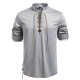 2025 European New Men's Drawstring Stand Collar Fashion Casual Long-Sleeved T-Shirt