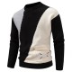 2025 Autumn and Winter New Men's Color-Blocked Sweater: Round Neck, Pocket Casual Pullover