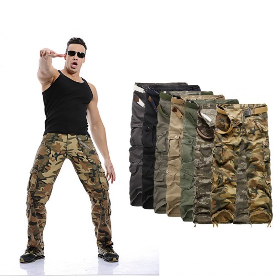 2025 European Size Men's Battlefield Military Style: Washed Camouflage Large-size Casual Work Pants