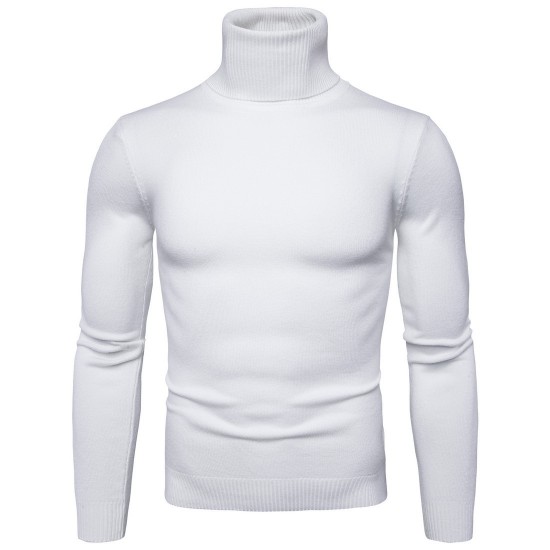 New Men's Solid Color Slim Turtleneck Sweater: Oversized Casual Sweater