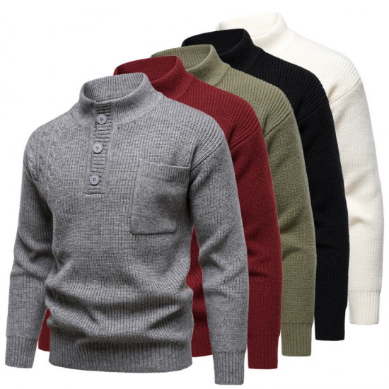 2025 Autumn/Winter New Men's British-style Stand-Up Collar Sweater: Fashionable Casual Sweater
