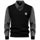 European Size 2025 Autumn/Winter New Men's Fake Two-Piece Knitted Fashion Shirt Collar Jacket: Men's Casual Sweater