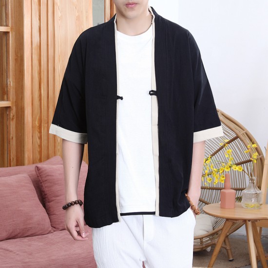 Year-round Style: Men's Cotton and Linen Tang Suits, Japanese-style Buttoned Cardigans, Taoist Robes, Loose Hanfu T-Shirts