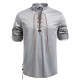 2025 European New Men's Drawstring Stand Collar Fashion Casual Long-Sleeved T-Shirt
