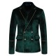 New Men's Velvet Gold-trimmed Double-breasted Suit: Tuxedo, Performance Suit, Men's Trendy Jacket