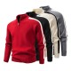 2025 Autumn/Winter New Men's Color-Block Sweater: Oversized Stand-Up Collar Half-Zip Jacket