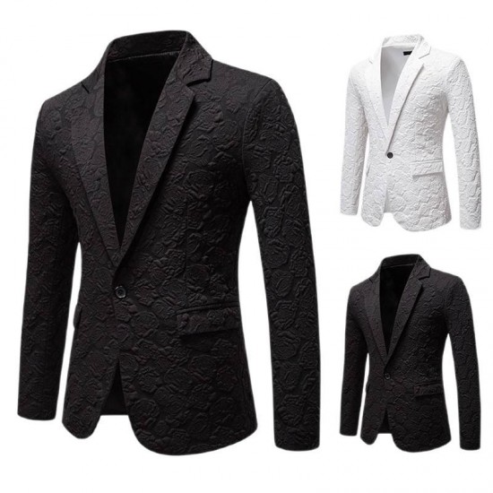 2025 New Men's Business Slim-Fit Suit: Rose-Painted Groom and Groomsmen Tuxedos, Performance Costumes