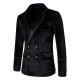 New Men's Velvet Gold-trimmed Double-breasted Suit: Tuxedo, Performance Suit, Men's Trendy Jacket