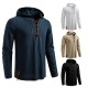 2025 European Size New Men's Drawstring Hooded Cotton and Linen Casual Long-Sleeved Shirt
