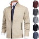 Spring/Autumn New Men's Color Stand-up Collar Fashion Cardigan Sweater: Knitted Casual Jacket, Oversized Jacket