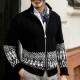 2025 Autumn and Winter New Men's Knitted Cardigan: Retro Cable-Knit Ethnic Style Stand-Up Collar Sweater